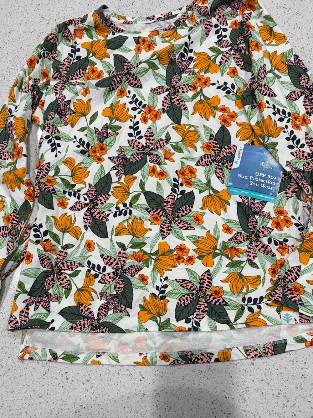 Coolibar long sleeve shirt medium new surf side slit shirt floral multicolor Upf
